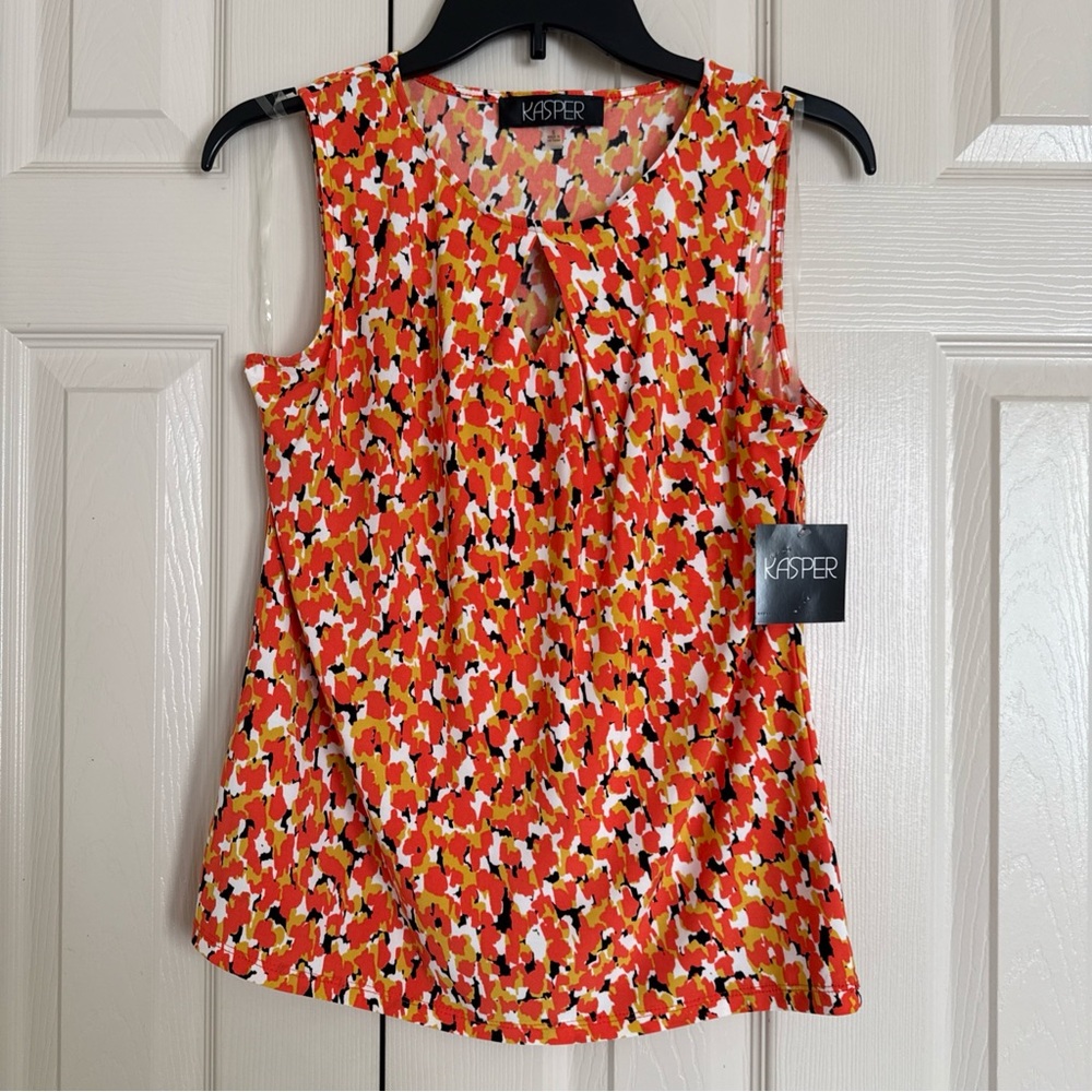 Kasper Women's Orange/multi Color Sleeveless Blouse Size S-NWT